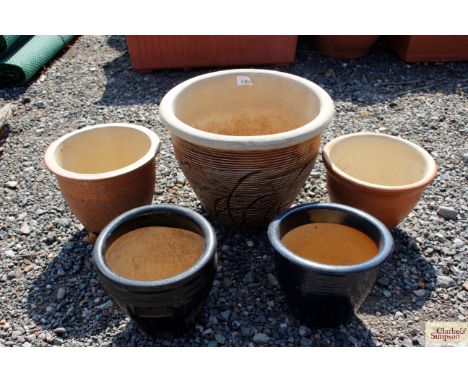 Five ceramic planters