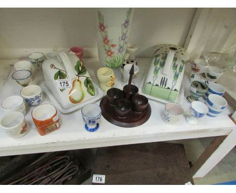 4 pottery items including Radford vase a/f, and quantity of egg cups including T G Green, Poole etc