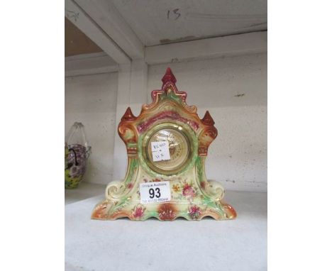 A Strasbourg painted ceramic clock, in working order