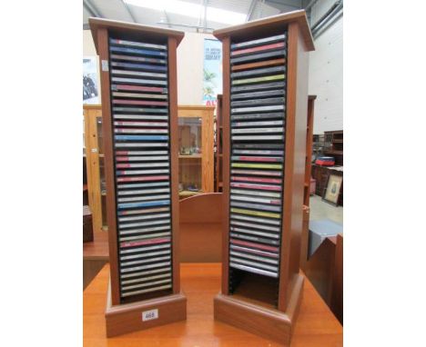 2 teak CD stands and large quantity of CD's