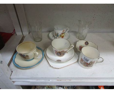 A mixed lot of tea cups and saucers etc including Shelley and Clarice Cliff