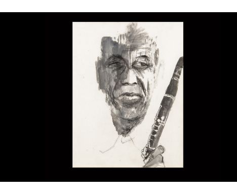 The Jazz Clarinet Player / Tracy Sugarman, a wonderful image of a Jazz Clarinet player, with Tracy Sugarman signature on moun