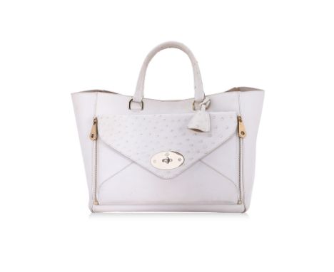 A MULBERRY WILLOW TOTE IN WHITE Comprising of leather in white with suede-lined interior, featuring the brand's signature gol