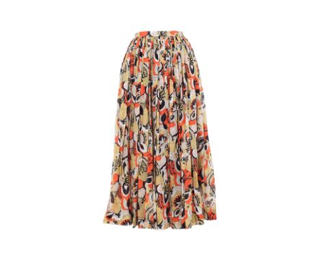 A DRIES VAN NOTEN PLEATED SKIRT WITH PRINT Comprising of paisley and floral print with full pleats, two on seam pockets, flat