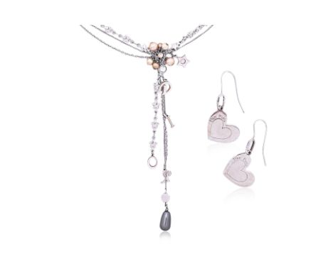 AN ASSORTMENT OF CHRISTIAN DIOR COSTUME JEWELRY
Comprising a pair of silver plated heart shaped fish hook earrings and a silv