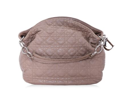 A CHRISTIAN DIOR QUILTED CANNAGE MEDIUM SOFT LADY DIOR HOBO
Comprising of soft calfskin leather in nude with cannage quilt pa