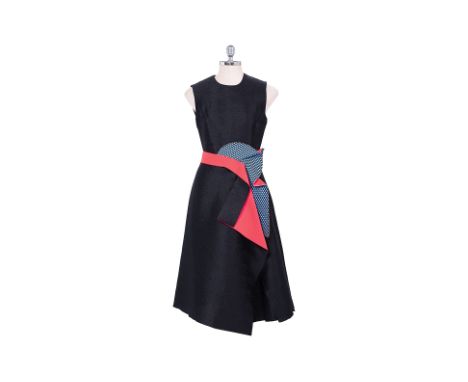 A ROKSANDA ORIGAMI DRESS Comprising black gathered crepe with oversized sash detail and concealed zip closure at back.
Size 8