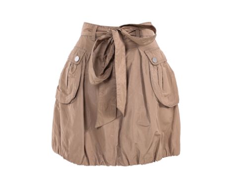 A DOLCE &amp; GABBANA KHAKI BUBBLE SKIRT Comprising two front and back snap flap cargo pockets, front zipper closure with sna