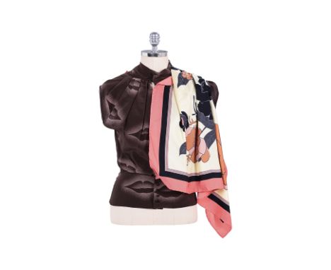 A DRIES VAN NOTEN FLORAL PRINT SCARF SASH TOP Comprising a sleeveless multicolored print top with asymmetric pleat detailing,