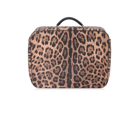A DOLCE & GABBANA LEOPARD PRINT SHOULDER SLING SUITCASE
.Comprising a leopard printed leather exterior with top handle, gold-