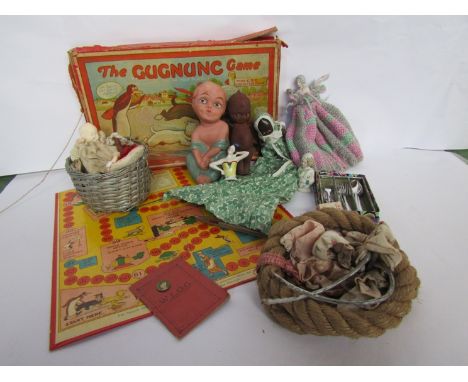 Vintage games and toys including "The Gugnunc Game" The Lucky Na'Poo Mascot by Willow pottery miniature dolls cutlery set 