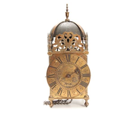 DANIEL QUARE, IN ST MARTINS LE GRAND, LONDINI. A VERY RARE LATE 17th CENTURY QUARTER CHIMING LANTERN CLOCK the case surmounte