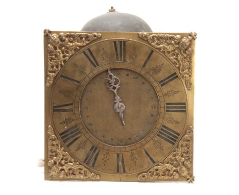 WILLIAM LANE, CALNE A LATE 17th CENTURY 30-HOUR LONGCASE CLOCK MOVEMENT having a 10" square brass dial with crowned cherub sp