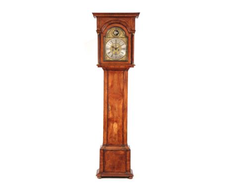 THOMAS OGDEN, DE HALIFAX A RARE GEORGE II WALNUT PARQUETRY SPHERICAL MOON LONGCASE CLOCK the hood with moulded pediment above