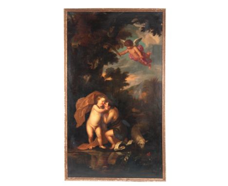 AFTER ANTHONY VAN DYCK, AN 18TH CENTURY OIL ON CANVAS COPY OF AN OLD MASTER depicting the Infant Christ of John the Baptist 2