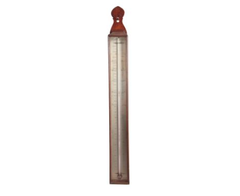 DOLLOND, LONDON A GEORGE III MAHOGANY WALL THERMOMETER the slim mahogany case having a moulded pediment and saltbox style bac