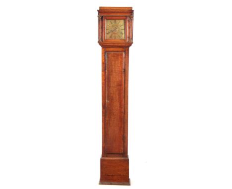 JOHN BATES, KETTERING AN UNUSUAL MINIATURE EARLY 18TH CENTURY OAK 30HR ALARM LONGCASE CLOCK The 7.5" brass dial with Roman nu