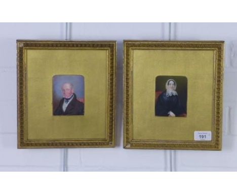 Henry Lammond and Margaret (Peggy) Shand, a pair of  portrait miniatures, in glazed frames with gilt slips, 7 x 9.5cm, with f