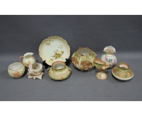 Collection of blush ivory porcelain to include Royal Worcester blush ivory sugar bowl, bamboo moulded pattern 1106, Royal Wor