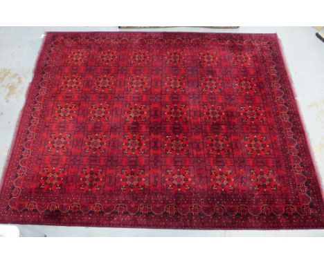 Khanmohamadi carpet, red field with five rows of six flowerhead motifs, 394 x 294 