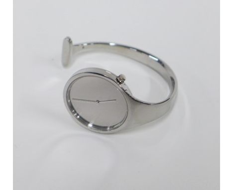 Georg Jensen stainless steel Torun watch designed by Vivianna Torun Bulow-Hube, model no.336, stamped marks, 6cm. wide