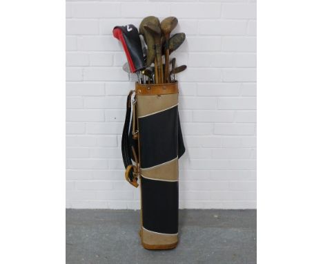 Vintage golf clubs and golf bag (18) 