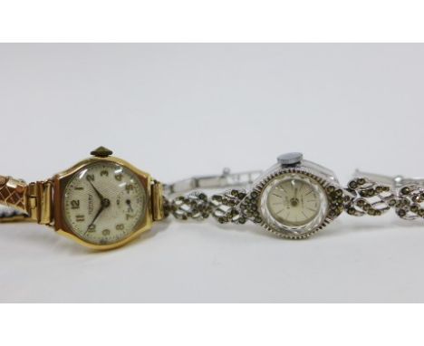 Ladies vintage 9ct gold cased Rotary wristwatch, inside of case stamped 375 and numbered 87757 together with a ladies Buler w