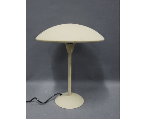 Cream metal table lamp base and shade, 34cm 