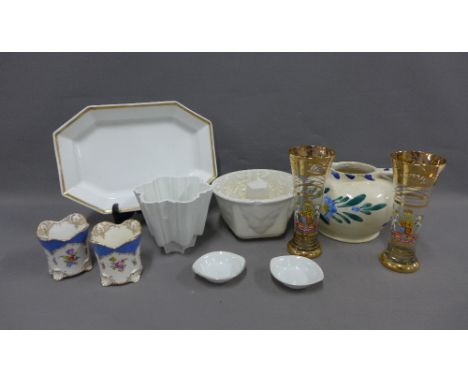 Mixed lot to include a Shelley pottery mould, serving dishes, vintage glasses, etc (a lot) 