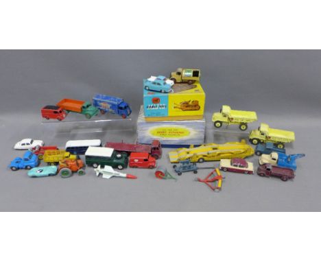 Dinky Supertoys Goods Yard Crane 973, boxed, Corgi Euclid TC.12 Tractor with Dozer Blade, boxed and a collection of vintage d