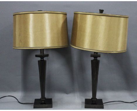 Pair of modern table lamp bases and shades, (2) 46cm excluding fittings 