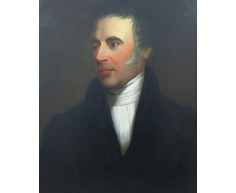 19th century Scottish School portrait of a gentleman in black jacket, oil on canvas, apparently unsigned, in a giltwood frame