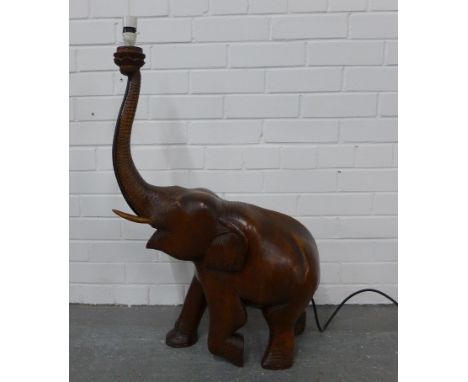 Hardwood elephant floor lamp, 50 x 84cm 