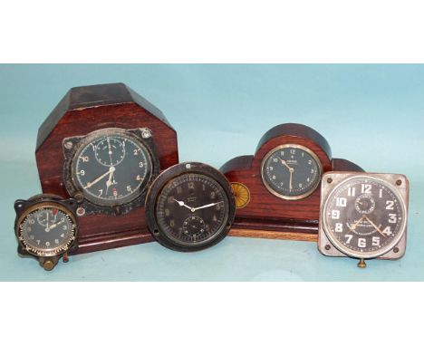 A Favre-bulle military aviation clock with aluminium case, 8.5cm, (movement operating when wound), a Zenith 8-day bezel-wind 