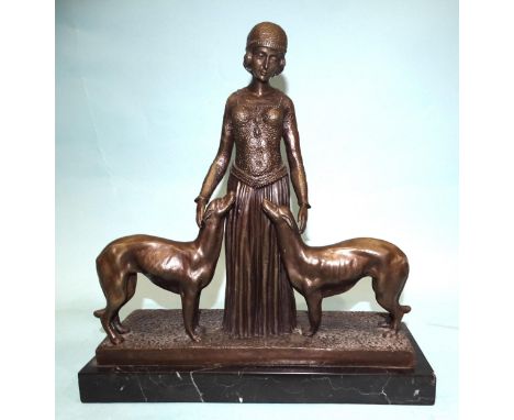 After Chiparus, a reproduction bronze figure 'Friends Forever', 33cm high. 