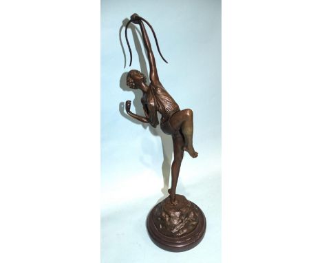 After Pierre Le Faguays, a modern bronze figure of Diana, with bow pointed skywards, 49cm high. 