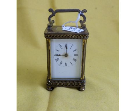  French brass Carriage Clock with key, 15cm h 