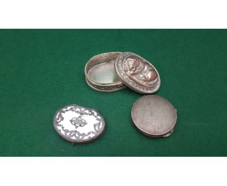 Victorian Coin Purse, finely covered with mother of pearl and brass décor, red satin interior &amp; a mirrored compact, Itali