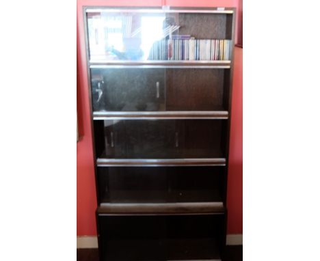 Contemporary Display Cabinet with 5 sliding glass doors with a shelf of classical subject CDs, 82cm w x 1.67m h