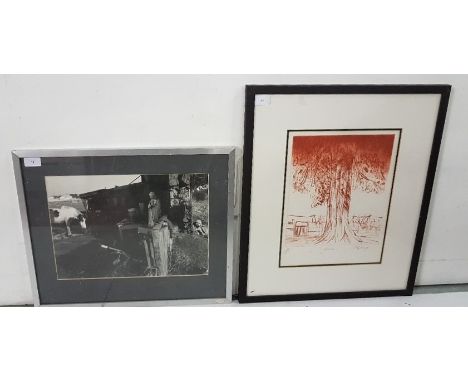  Tom Quinn - Shrine, Photograph, Framed, 17x20 (frame size) &amp; Padraic Reaney - Garden 1 - No. 18/20, etching, signed, low
