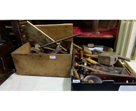 2 x Boxes of Carpenter’s Tools including planes, mallets, chisels (most of them stamped)