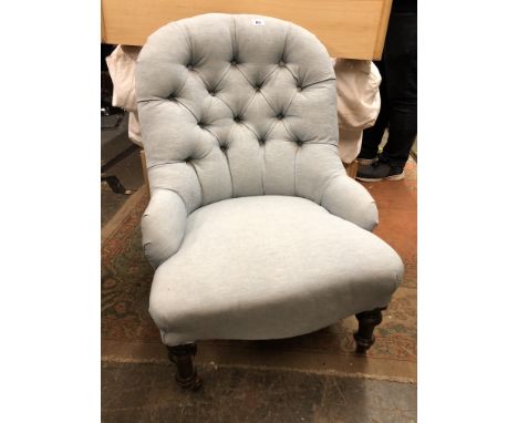 VICTORIAN PALE BLUE BUTTON BACKED NURSING CHAIR 
