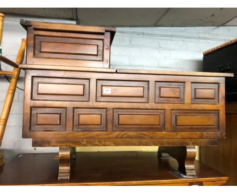 1970S COLONIAL TYPE WALNUT TELEPHONE BENCH SEAT 66CM H X 97CM W X 43CM D