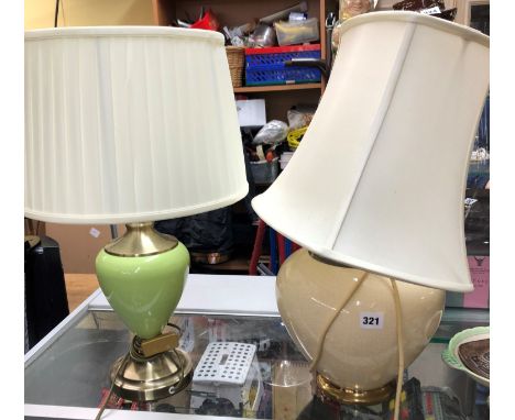 CRACKLE GLAZE POTTERY LAMP AND ONE OTHER