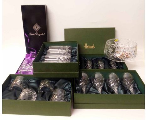 Four Harrods boxed cut glass sets, also Edinburgh crystal decanter and a Waterford boxed bowl Condition report: see terms and