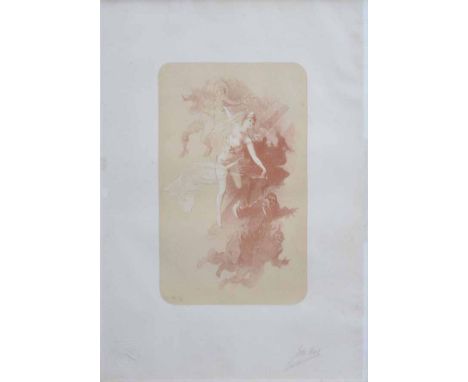 Jules Cheret (1836-1932),  "The Dance", signed in pencil in the margin, with blindstamp, sanguine,  lithograph, 59 x 42cm.; 2