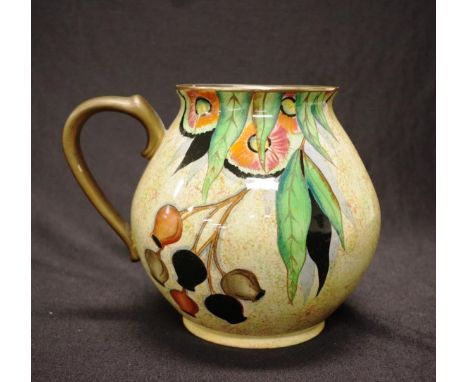 Large Carltonware Gumnut and flower jug height approx 17.5cm - pain loss to inside of jug and handle