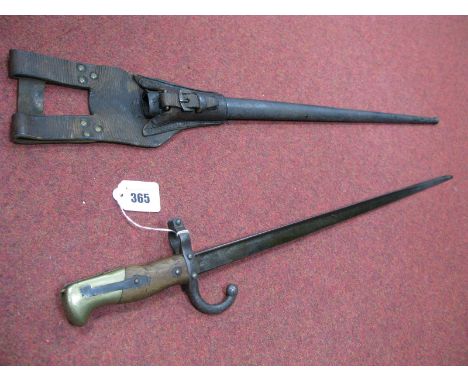 Mid XIX French Gras Bayonet Model 1874, the blade marked with makers name and dated 1878, in its all steel scabbard and with 