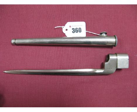 WWII British 'Pig Sticker' Bayonet, with cruciform blade in metal scabbard (rare).