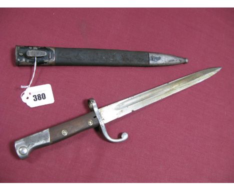 Early XX Century Turkish Mauser Bayonet, with 11¾" length blade, made by Weyersberg Kirschnaum and Co, Solingen, in its black